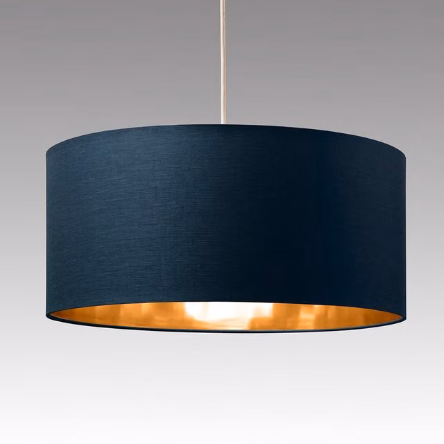 CGC MILANO Navy Blue and Gold Velvet Fabric Cylinder Lamp Shade