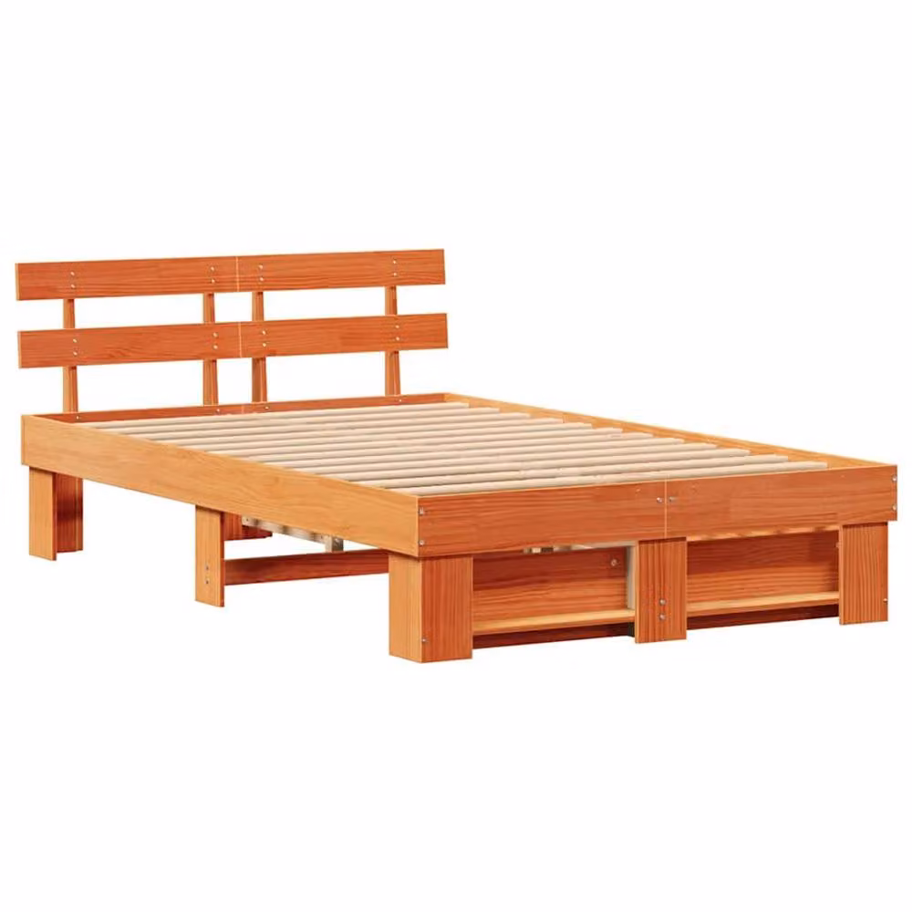 Berkfield Home Traditional Solid Wood Bed Frame with Drawers, Wax Brown, W: 135 cm, L: 190 cm – 3
