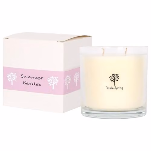 Nicola Spring Summer Berries Soy Wax Scented Candle, 400g, White Glass Jar
