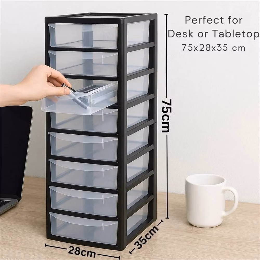 Kelvenix A4 8 Drawer Plastic Storage Unit in Black, W/D/H: 35.0 x 38.0 x 28.0 cm – 2