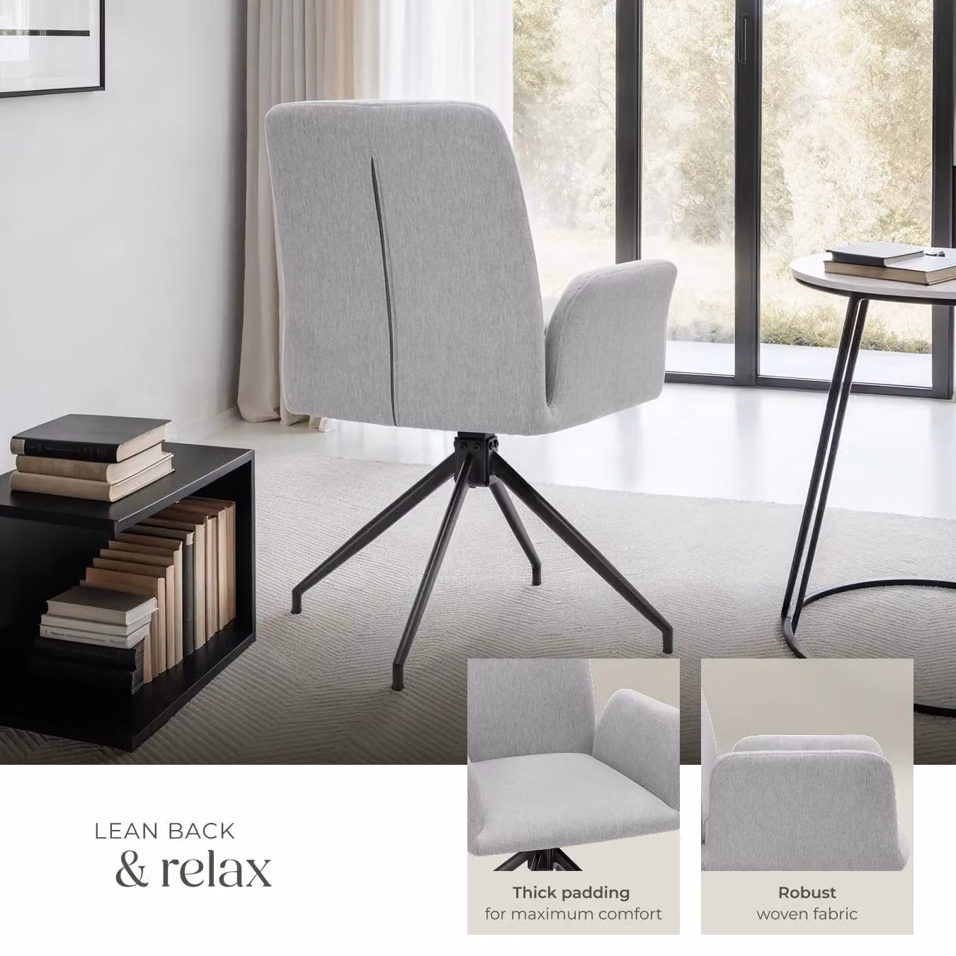 tectake Daya Set of 6 Swivel Task Chairs in Light Grey – 3