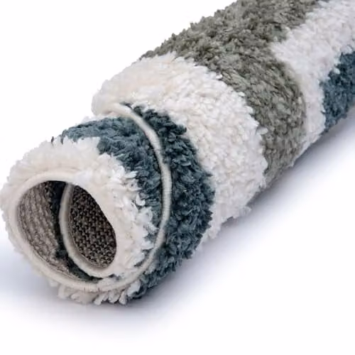 THE RUGS Soft Shaggy Round Area Rug in Forest and Sage Green, Diameter: 120 cm – 5