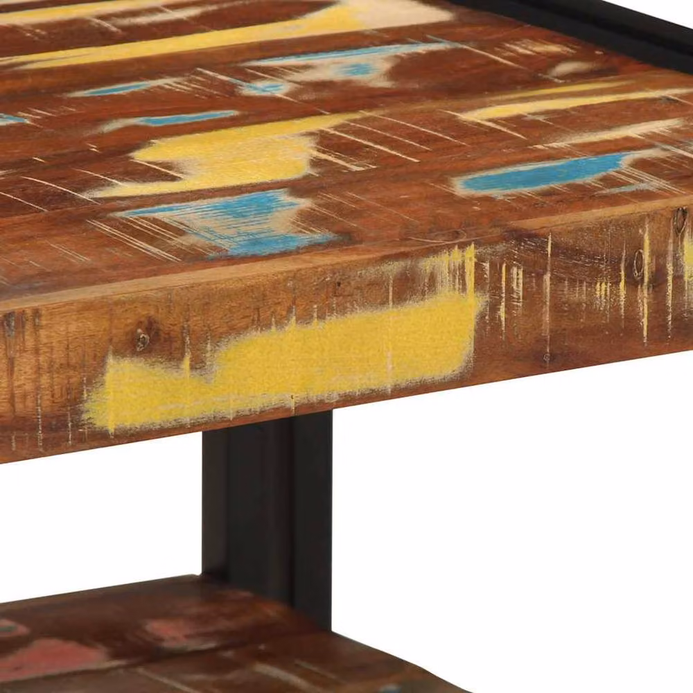 Berkfield Home Multicolour Durable Coffee Table in Reclaimed Solid Wood, W/D/H: 50 x 50 x 38 cm – 5