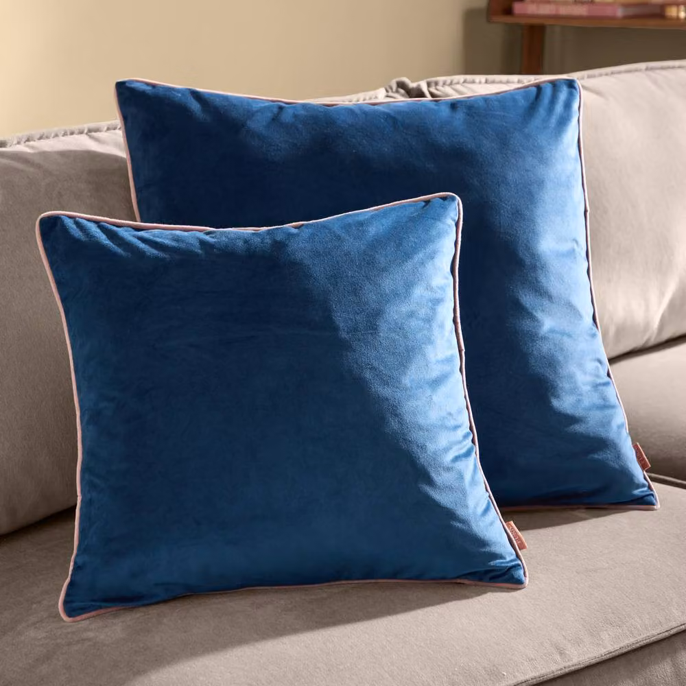furn Meridian Velvet Square Cushion in Petrol, Pink and Blue, W/D/H: 55 x 55 x 55 cm – 7