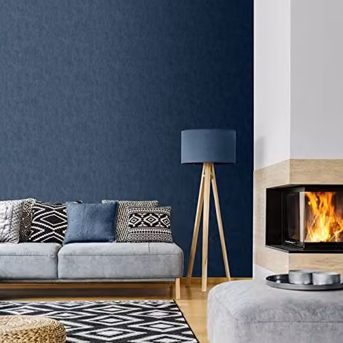 Muriva Darcy James Blue Linen Texture Effect Wallpaper – 2