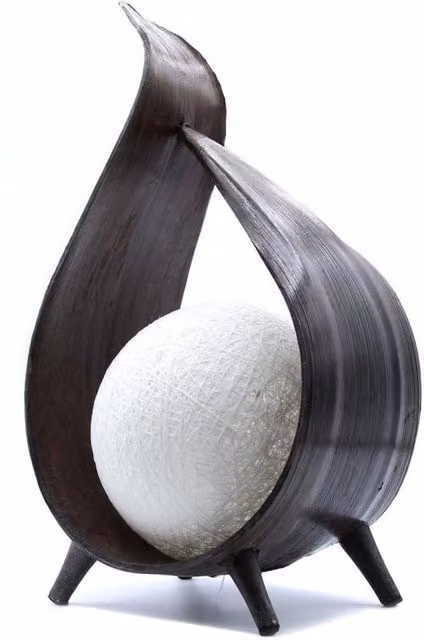 KDMD Natural Coconut Tabletop Lamp in Chocolate Wrapover Twist Brown – 1