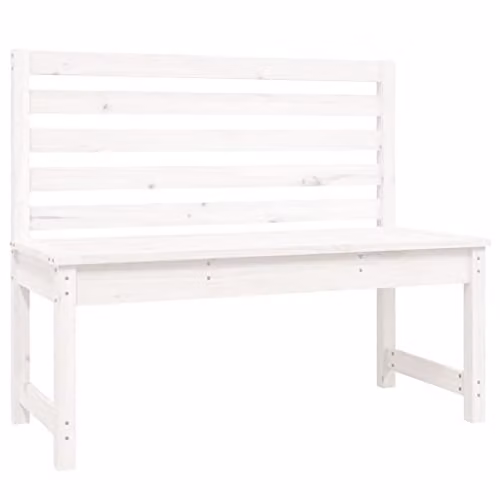 vidaXL White Lacquered Garden Bench in Solid Pine Wood, W/D/H: 109 x 48 x 91.5 cm