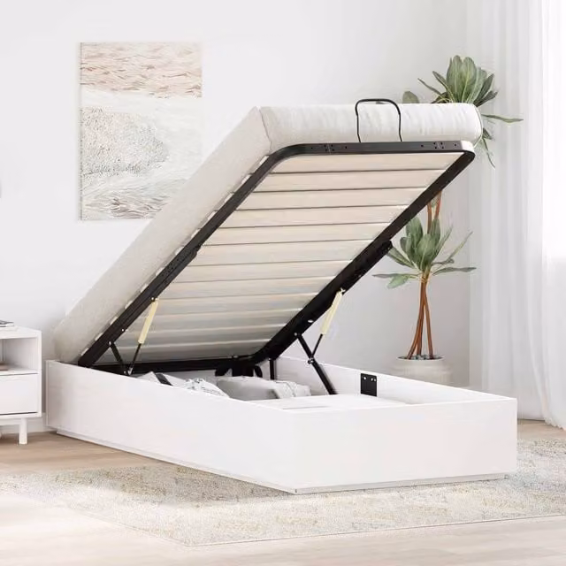 Berkfield Home White Ottoman Bed Frame with Storage and USB Charging Port, W/D/H: 90 x 200 cm – 1
