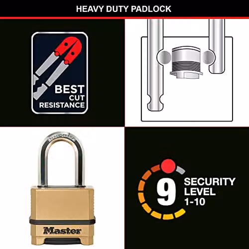 Master Lock Gold Zinc Combination Padlock with 50mm Shackle – 3