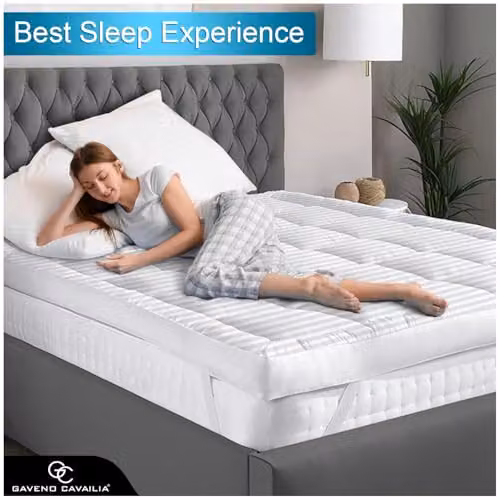 Gaveno Cavailia Satin Stripe Mattress Topper, White, King Size, 152 x 203 cm – 4