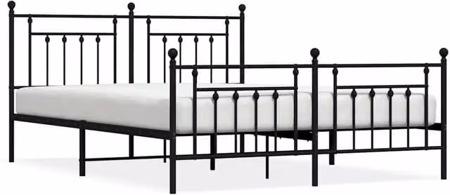 Berkfield Home Metal Bed Frame with Headboard and Footboard in Black W: 183 cm, D: 213 cm – 1