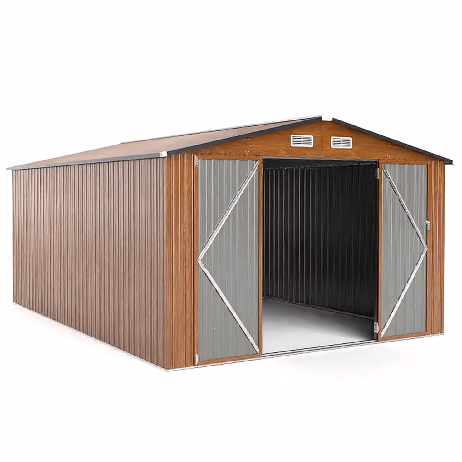 Costway Large Metal Outdoor Garden Storage Shed in Beige, W: 426 cm, D: 300 cm, H: 197 cm – 2