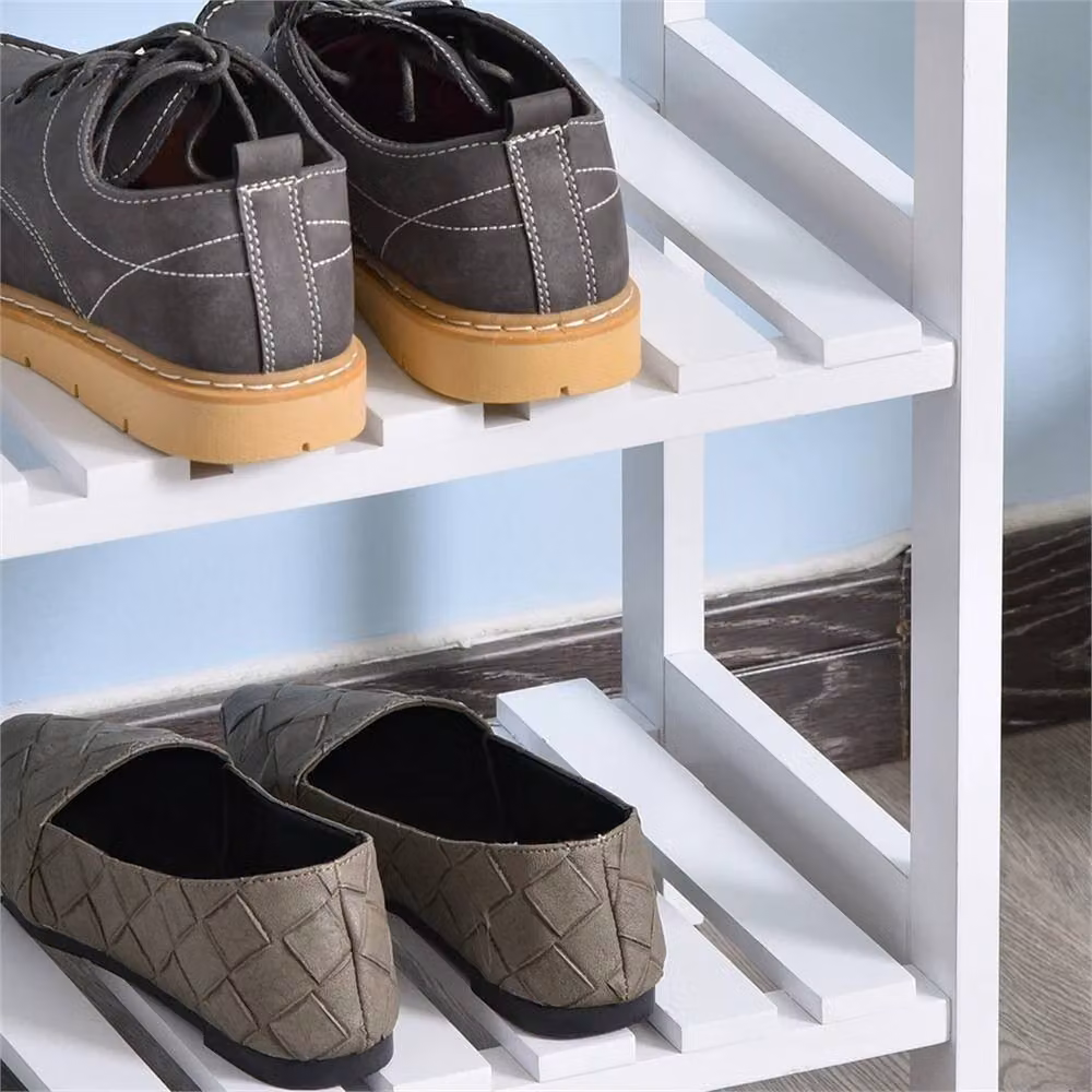 Nordara 3 Tier White Wood Shoe Rack Organiser W: 100 cm, D: 15 cm – 4