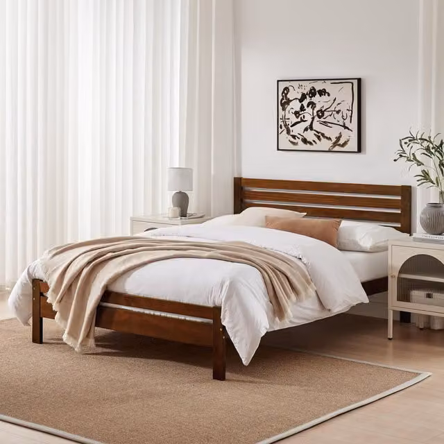 FurnitureboxUK Declan Solid Pine Double Bed Frame in Brown – 1