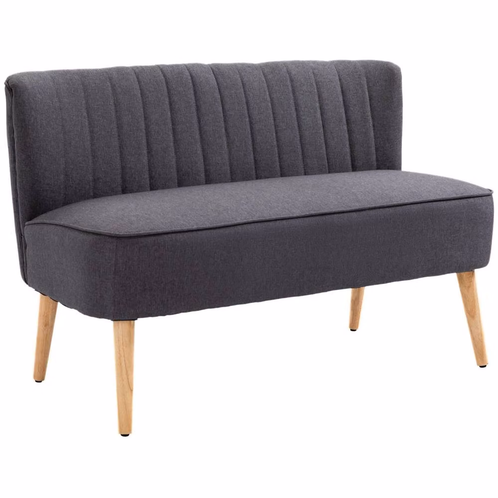 Wyld Haus Kecoba 2 Seater Compact Sofa in Dark Grey with Wooden Legs W/D/H: 117 x 77 x 56.5 cm – 2