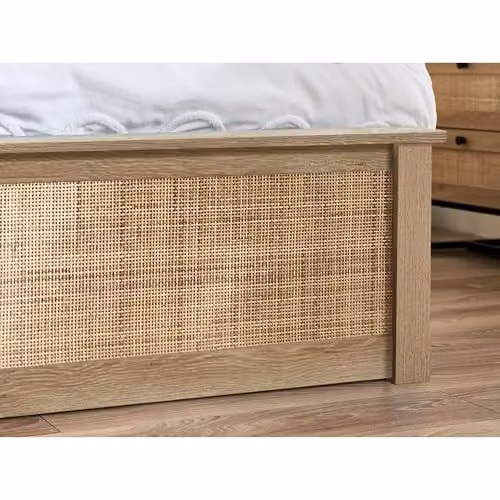 Julian Bowen Padstow Rattan Oak Wooden Ottoman Double Bed Frame in Brown, W/D/H: 135 x 140 x 190 cm – 4