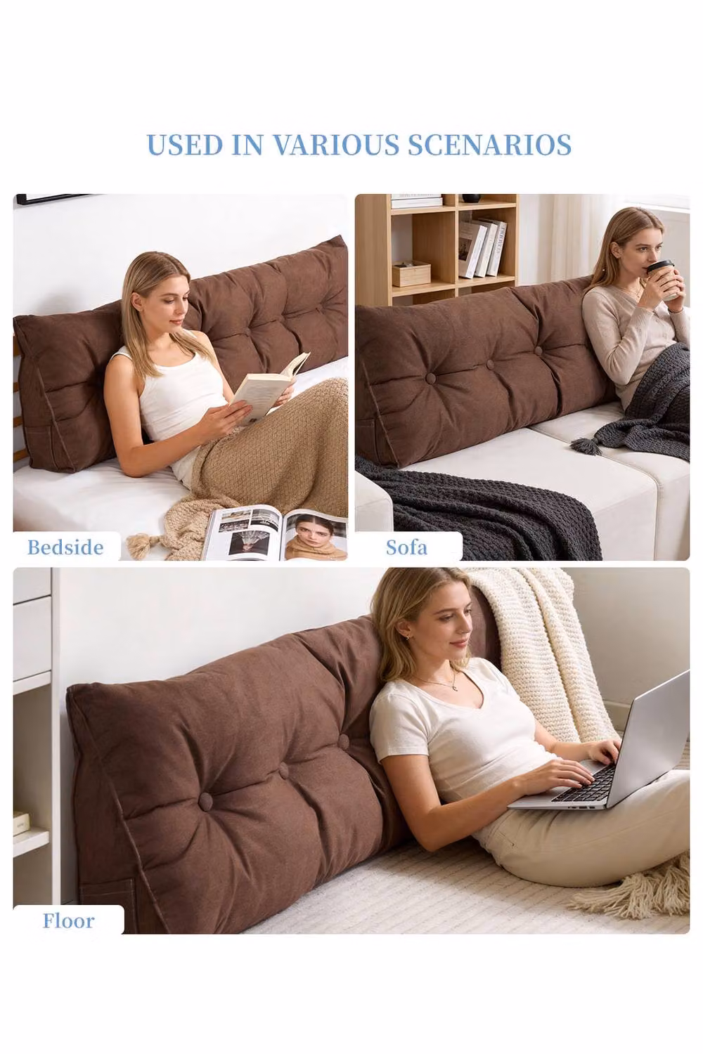 Garden Sanctuary Brown Washable Wedge Headboard Pillow – 3