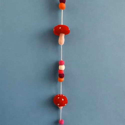 KDMD Redtop Mushrooms Felt Wall Hanging in Red – 2
