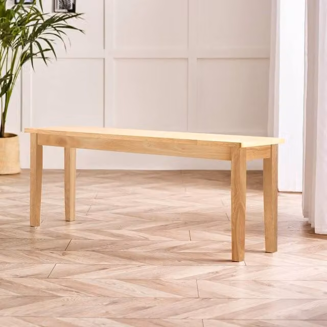 FurnitureboxUK Tenby Oak Effect Solid Wood Large Dining Bench in Light Brown