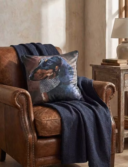 MM Linen Multicolour Houndstooth Square Cushion with Feather Filling