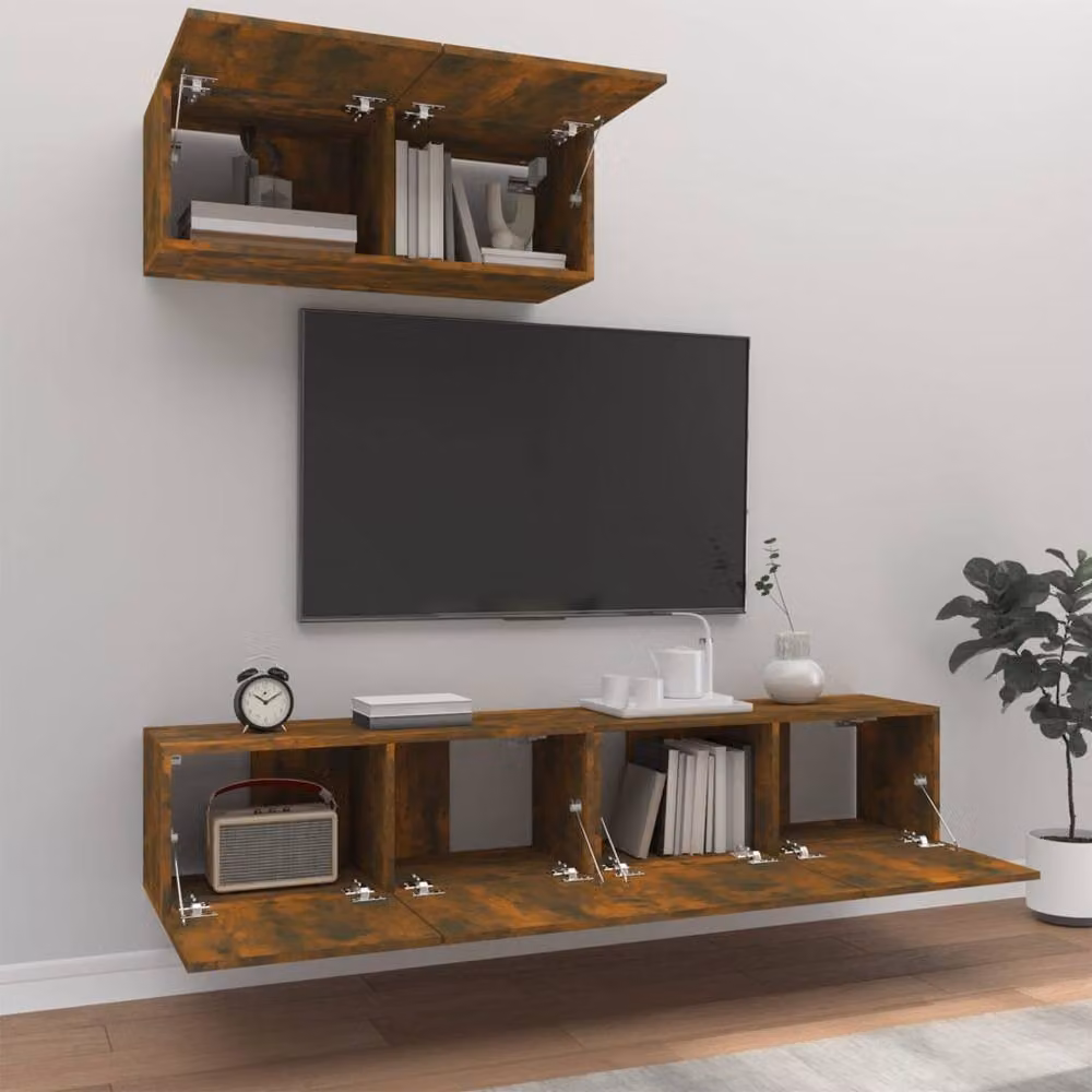 Berkfield Home 3 Piece Smoked Oak TV Cabinet Set in Brown – 3