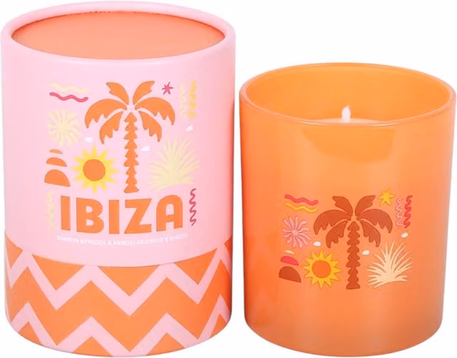 Kingsbury Gifts Ibiza Sunrise Scented Candle in Pink and Orange with Fruity and Floral Summer Notes