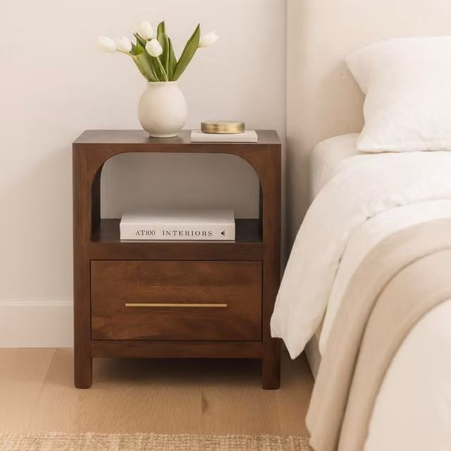 Artisan Furniture Mango Wood Minimalist Bedside Table in Brown