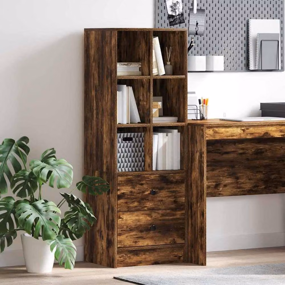 Berkfield Home Smoked Oak Shelving Unit in Brown Engineered Wood with Adjustable Shelves – 2