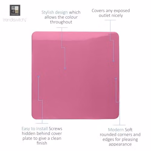 Trendi Switch Modern Polished Plastic Single Blanking Plate in Pink – 2