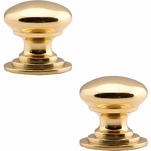 Loops 2 Pack Victorian Round Cupboard Door Knobs in Polished Brass, 38mm Diameter – 1