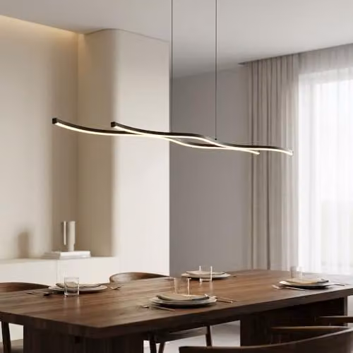 Globo Lighting Modern Black Metal LED Pendant Light with Adjustable Height and Warm White Light – 2
