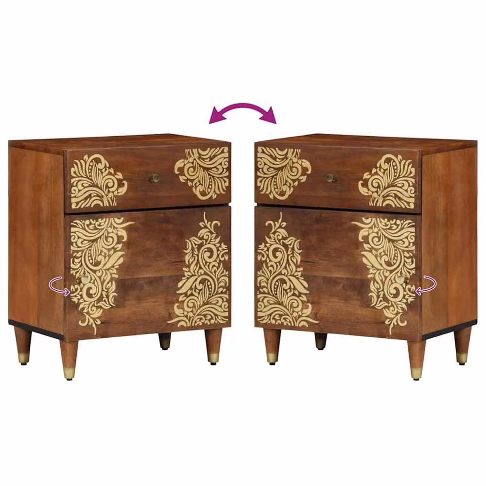 Berkfield Home Acacia Wood Bedside Table, Honey Brown, W/D/H: 50 x 33 x 60 cm – 7
