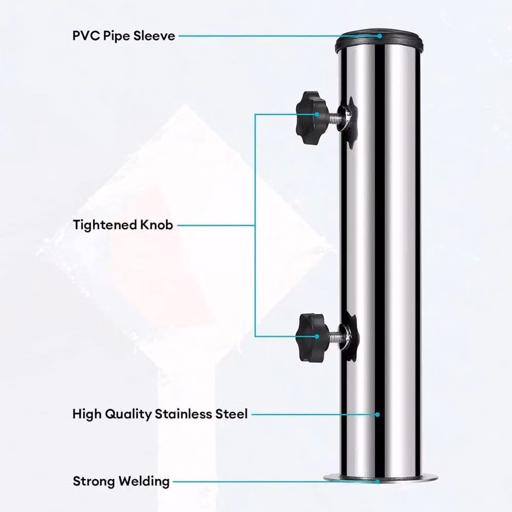 SPETLEK Silver Stainless Steel Parasol Umbrella Base Stand Tube Replacement, H 100 cm x W 15 cm – 4