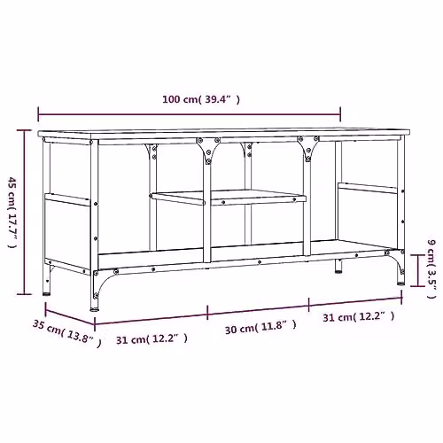 vidaXL Industrial-Style TV Cabinet in Smoked Oak, W/D/H: 100 x 35 x 45 cm – 2