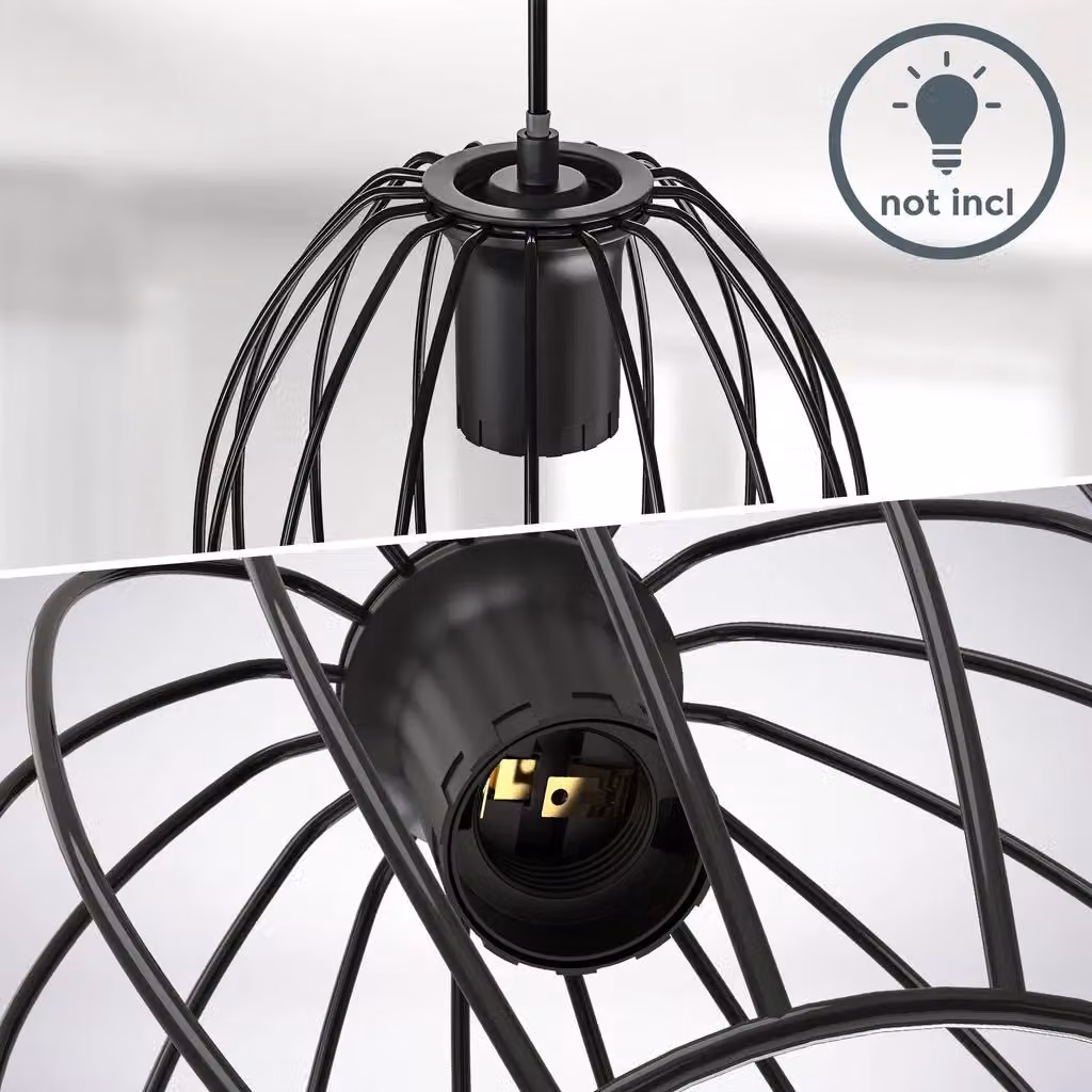 B.K.Licht Industrial Black Metal Pendant Light with 3 x E27 Sockets, H 112 cm x W 70 cm – 2