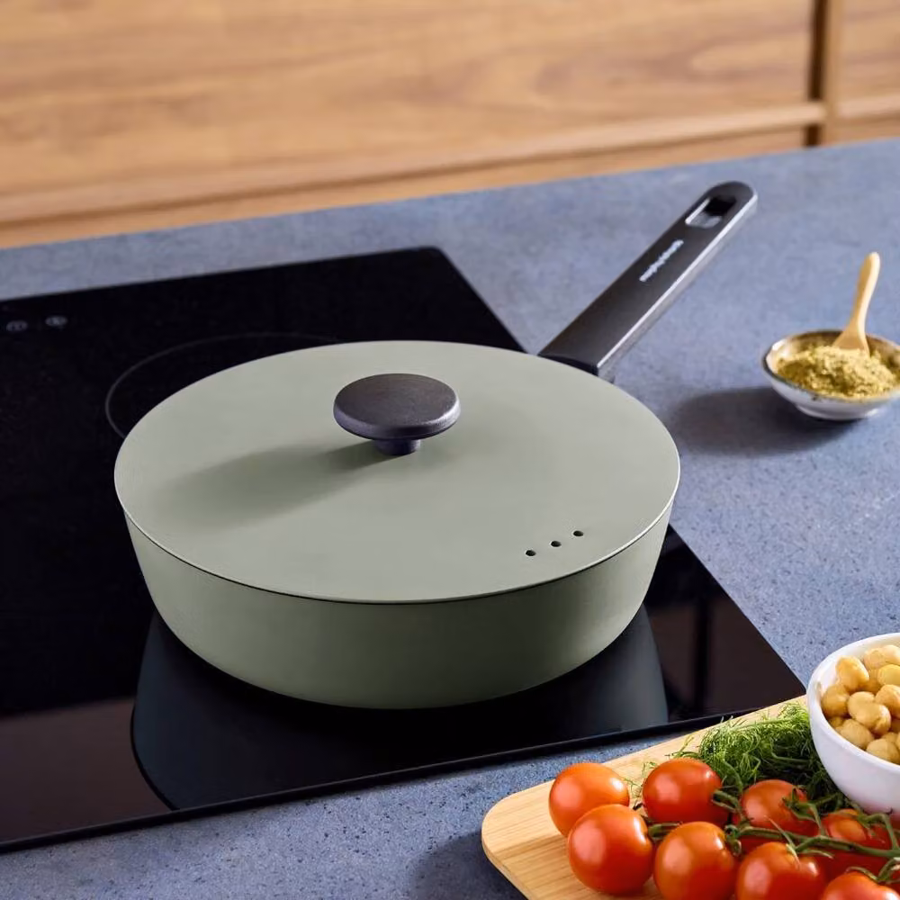 Morphy Richards Non-Stick Forged Aluminium Saute Pan, Green, Diameter: 24 cm – 4