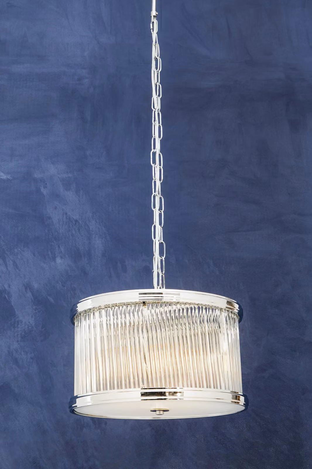 Fifty Five South Art Deco Cylinder Pendant Light in Chrome and Transparent Glass – 2