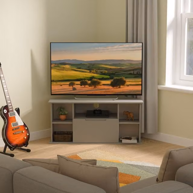 2 U Lucca Ready Assembled Modern Corner TV Unit in Dark Grey – 1