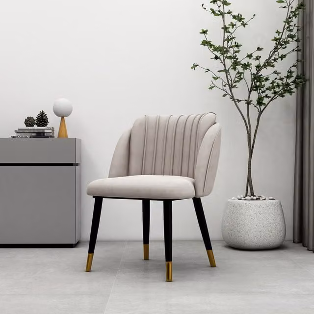 Life Interiors Milano Velvet Dining Chair in Grey with Gold End Caps