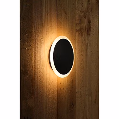 Luxform Lighting Barcelona Modern Round Garden Wall Light in White and Black – 3