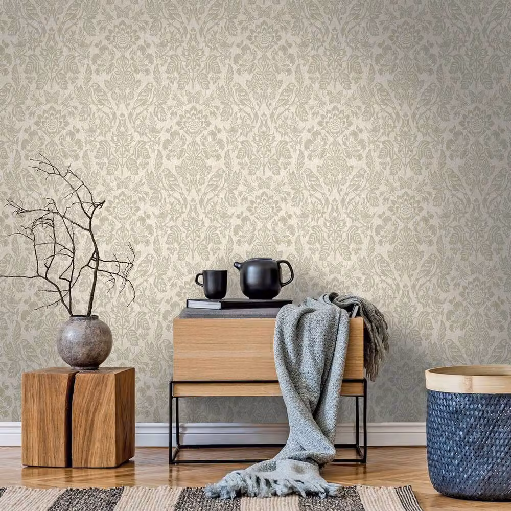 Holden Décor Hawthorn Meadow Floral Blown Vinyl Textured Wallpaper in Light Beige – 2