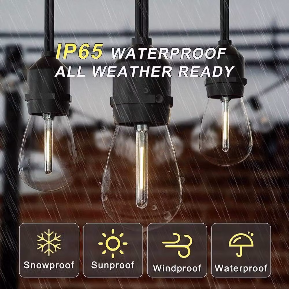SPETLEK Black Mains Powered LED Festoon String Lights with 22 Warm White Shatterproof Bulbs (66+3ft and 20+2ft) – 3