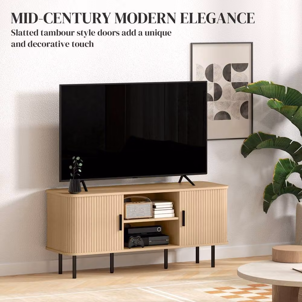 STILVORA Mid-Century TV Unit with Shelves and Cupboards in Oak and Brown – 6