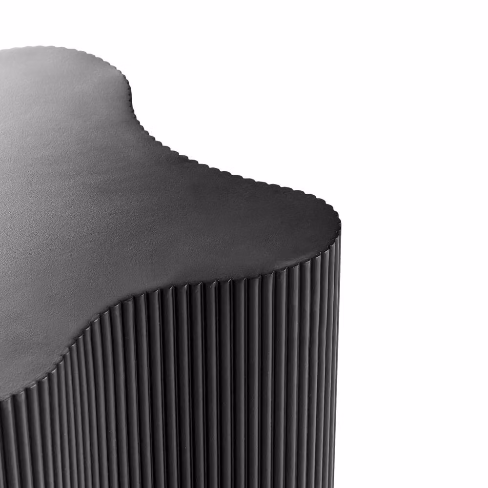 Wyld and Coco Black MDF Modern Side Table with Rounded Fluted Base W: 40 cm, D: 40 cm – 4