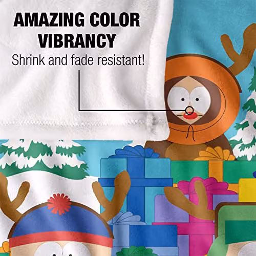 LOGOVISION South Park Cartman Santa and Reindeer Boys Super Soft Fleece Throw Blanket, Multicolour, W: 152 cm, D: 127 cm – 2