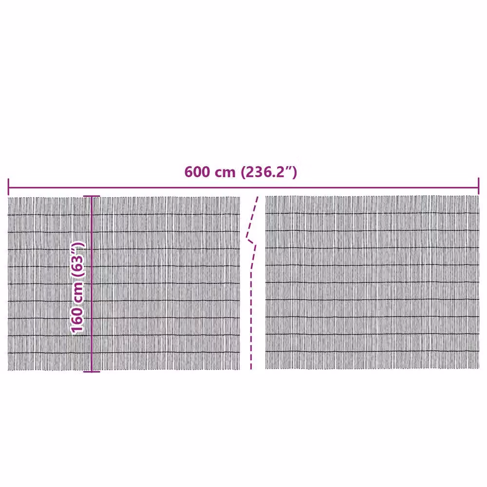 Berkfield Home Garden Brown Woven Reed Fence Mat, W: 600 cm, H: 160 cm – 4