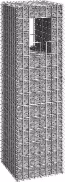 Berkfield Home Silver Steel Gabion Basket Post W/D/H: 40 x 40 x 140 cm
