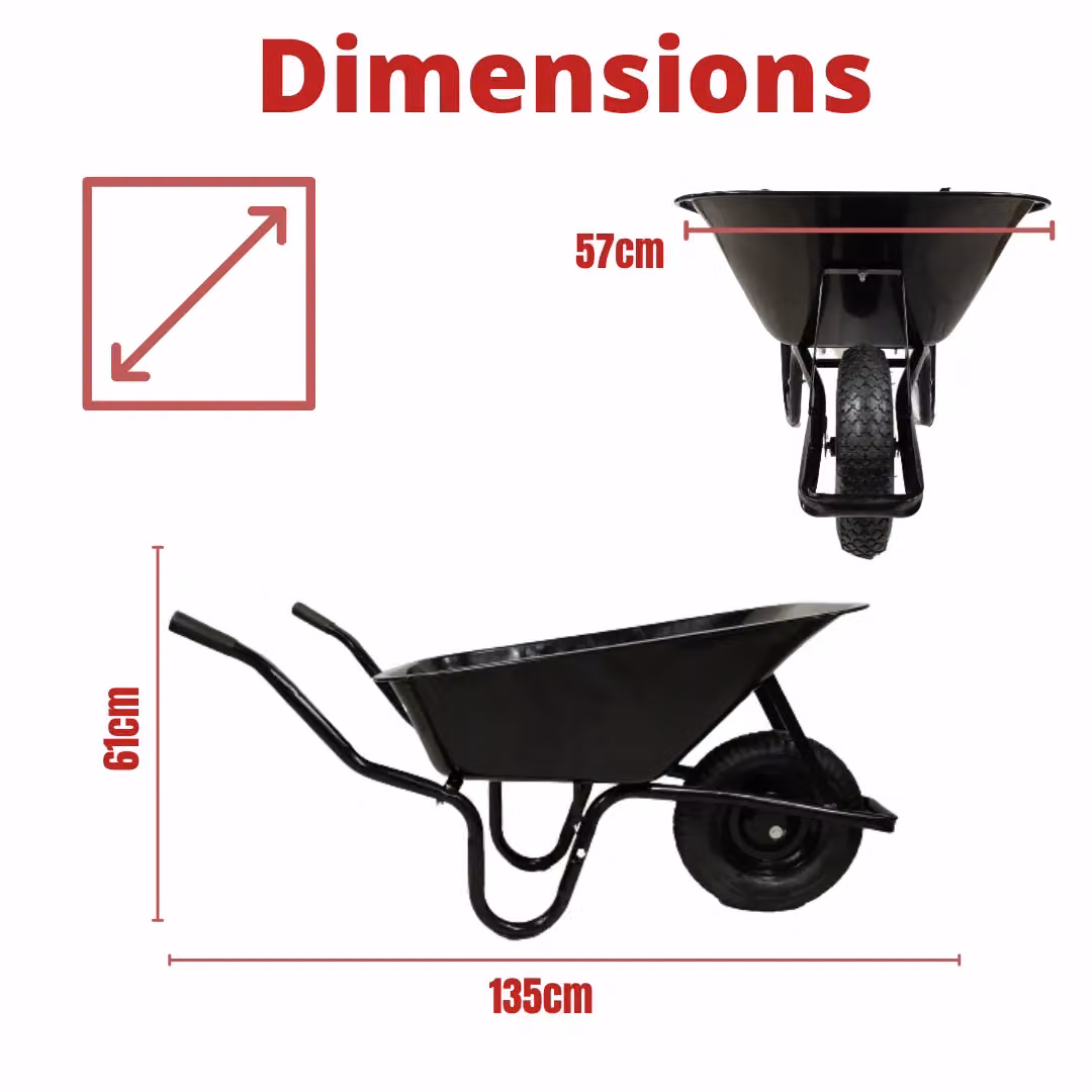 Samuel Alexander Heavy Duty Outdoor Galvanised Metal Garden Wheelbarrow, 90 Litre Capacity, 150kg Load, Black – 5