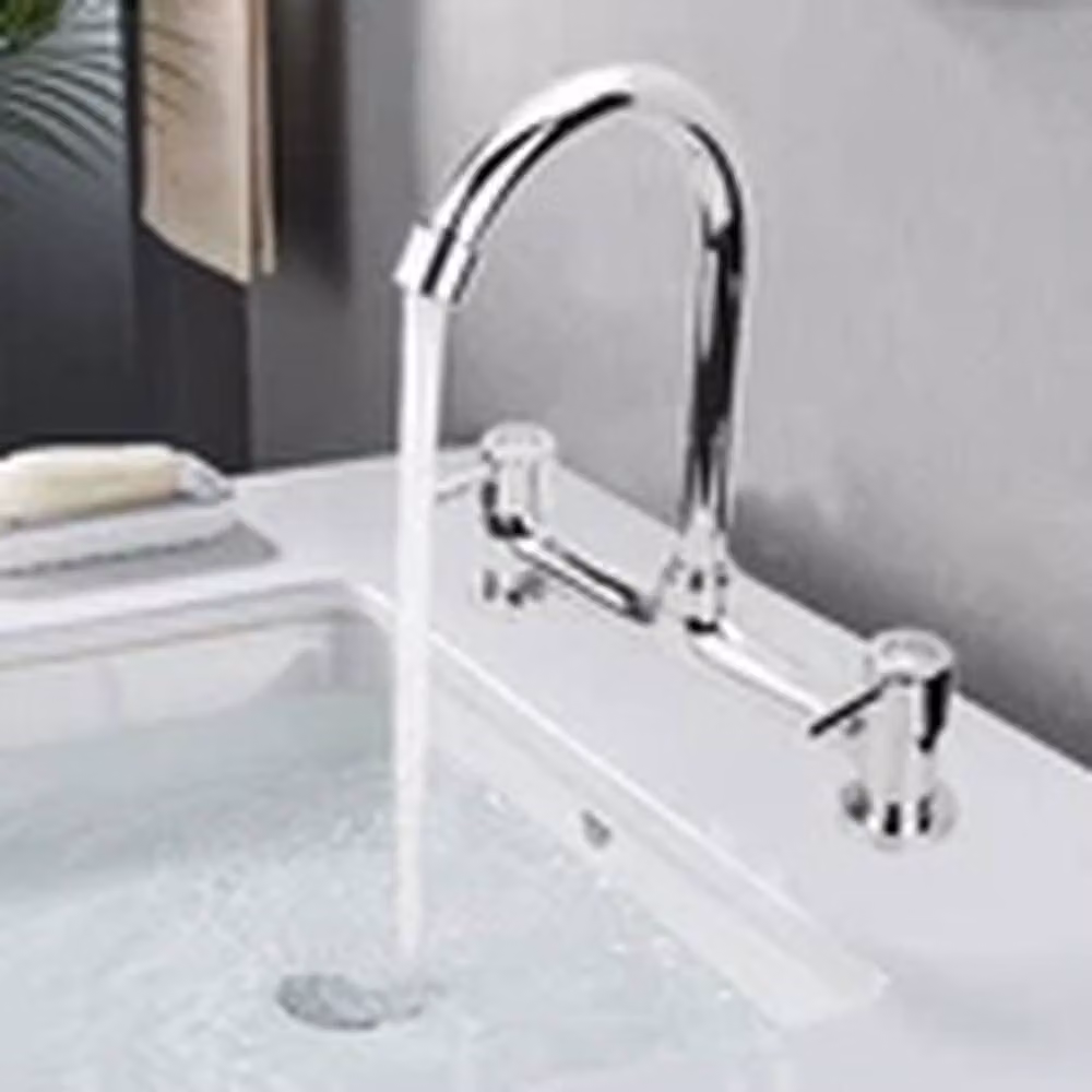 EONLION Modern Dual Lever Chrome Kitchen Sink Mixer Tap in Silver – 2