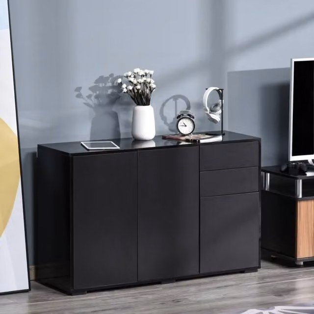 STILVORA Modern Black Sideboard with Storage